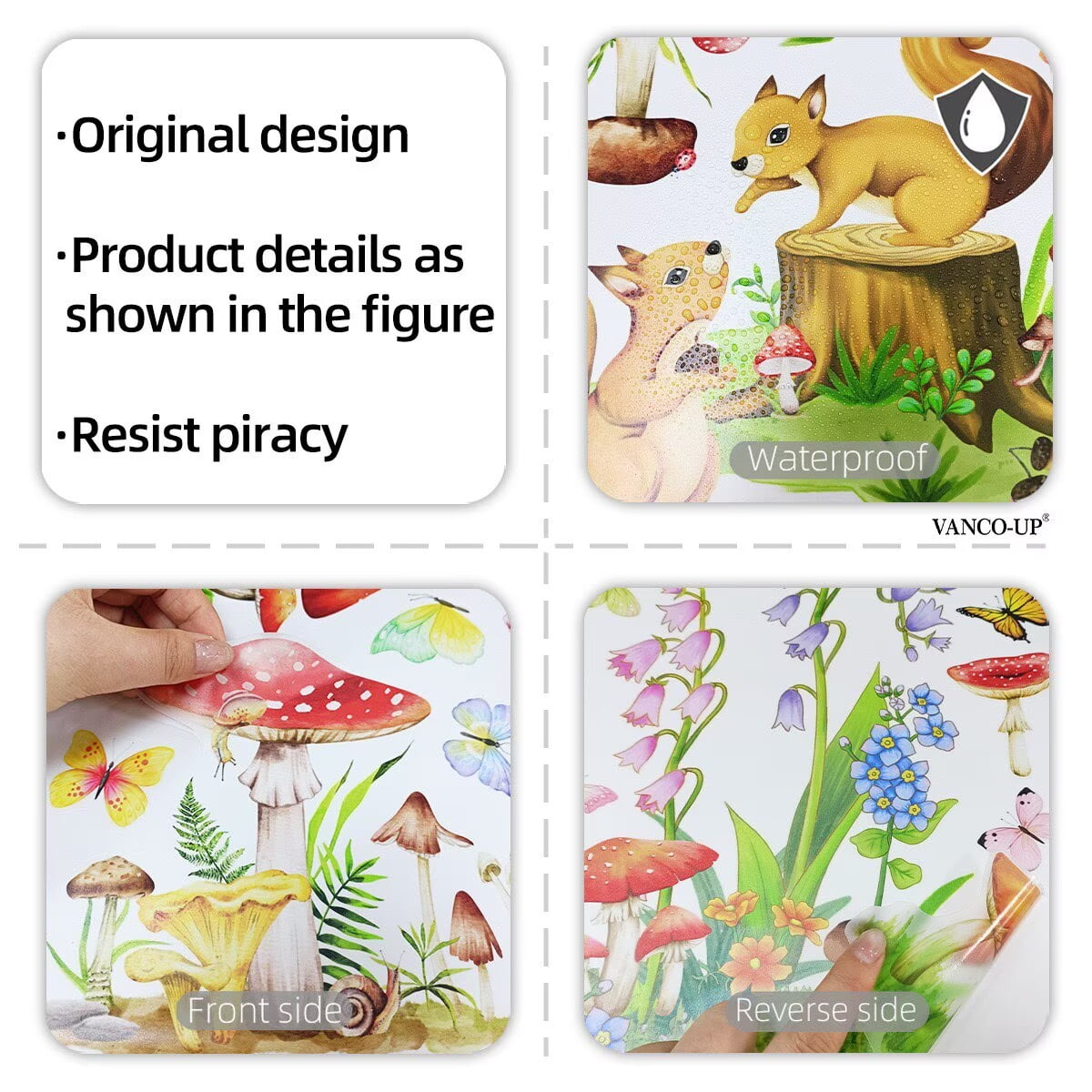 Jungle Animals Wall Decals Safari Cartoon Animals Stickers Watercolor Tree Animal Wall Stickers, Nursery Woodland Decor Bear Deer Forest Animal Decal for Bedroom Playroom Room Daycare Decor