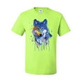 thumbnail image 2 of Wolf Painting Splatter Abstract Art Animal Lover Men's Graphic T-Shirt, Safety Green, 3XL, 2 of 3