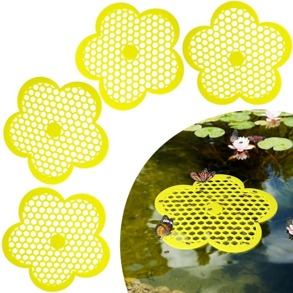 LQQBOX 4 Pcs Floating Bee Island 7.87 Inch Flower Floating Bee Watering Station Bee Waterer for Garden, Bee Feeding, Bee Bath