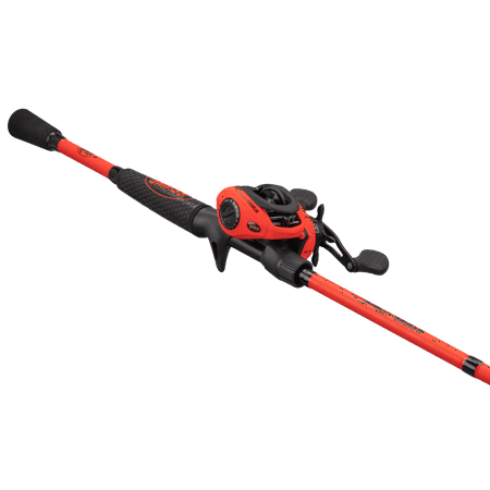 Lew s Mach Smash Baitcast Reel and Fishing Rod Combo 7-Foot Rod Left-Hand Retrieve Black/Red