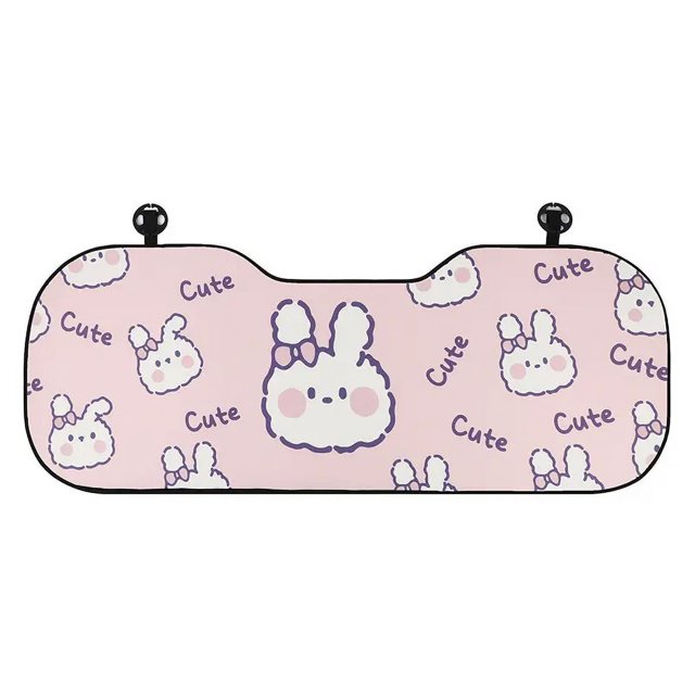 Car Cushion Set Ice Silk Cartoon Cute Rabbit Print Breathable Anti-skid Backstest Front And Rear Seat Cushion For Car Seat