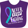thumbnail image 3 of Inktastic Never Stop Fighting Suicide Prevention Awareness Ribbon Boys or Girls Baby Bib, 3 of 4