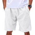 thumbnail image 2 of Lumtrix Mens Cotton Linen Shorts Casual Lightweight Summer Beach Vacation Shorts With Elastic Waist White M, 2 of 8