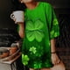 thumbnail image 2 of Blusa informal de manga corta con cuello redondo y manga corta para mujer con estampado del día de San Patricio Pompotops hkajfhjk460285, 2 of 6