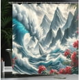 thumbnail image 3 of Ambesonne Nautical Shower Curtain, Boat and Crashing Waves, 69"Wx84"L, Cadet Blue and Dark Pink, 3 of 4