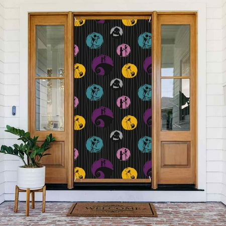 The Nightmare Before Christmas Door Cover Decorated Banner Tapestry Home Decoration Holiday Party Supplies Door Banner Porch Sign Banner 72.8 x 35.4 Inch