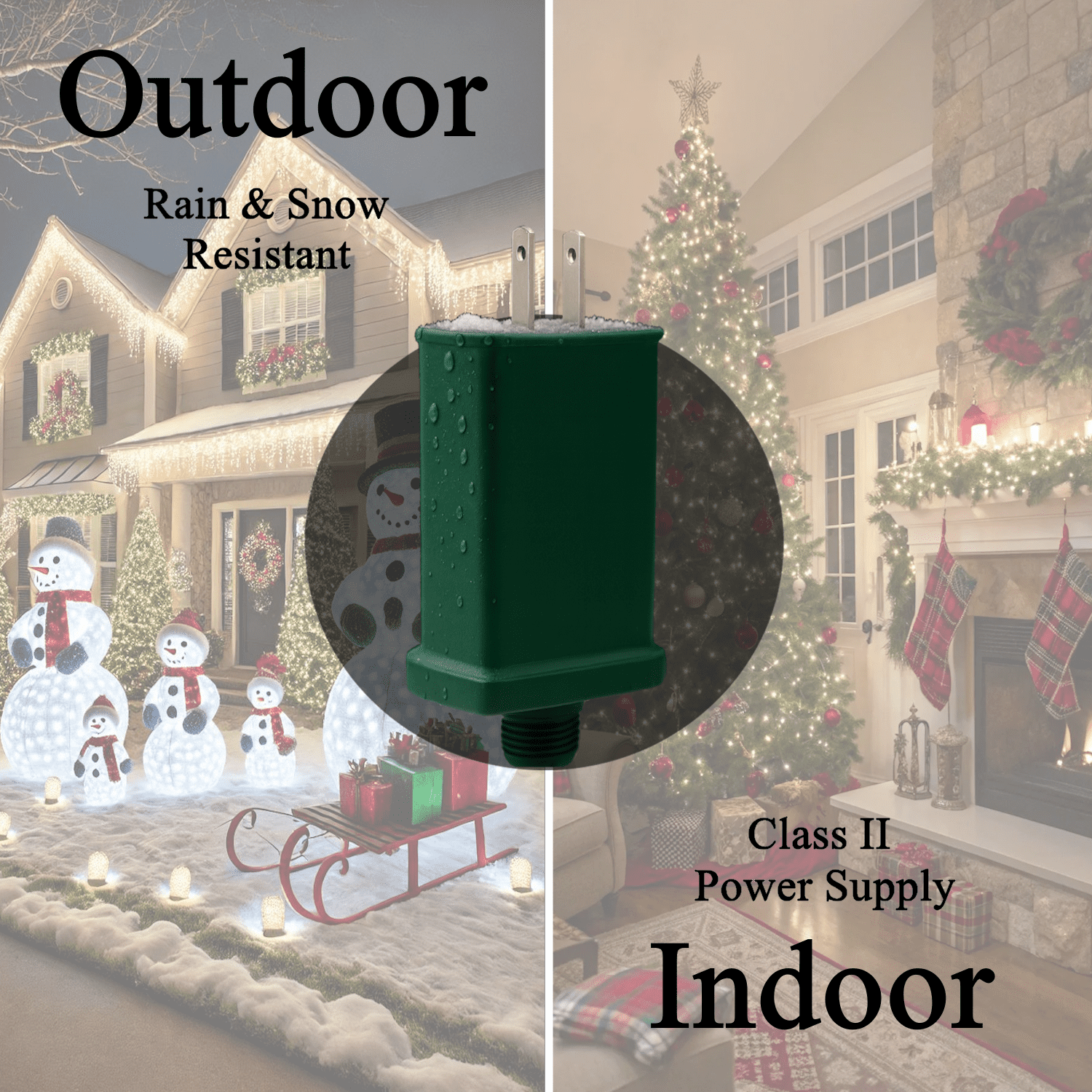 29V 0.621A Power Supply Class 2 LED Transformer LED Raintight IP44 US Plug Adapter, Seasonal-Use LED Driver for LED String Light, Holiday Lighting, Christmas X-Mas Tree TS-18WL29V - Right Positive