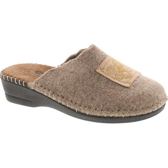 SC Home Collection Womens 15217 Natural Wool Hippie Flower Cozy House Slippers Made in Europe