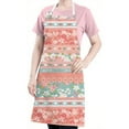 thumbnail image 5 of Pink Pioneer Flower Striped Pattern Apron-Garden Aprons for Women with Pockets-Cotton Linen Waterproof Kitchen Cooking Gardening Aprons Adjustable for Kitchen,Cooking,BBQ and Salon 33x27 Inch, 5 of 7