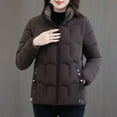thumbnail image 5 of DPTALR George Women's Casual Solid Color Long Sleeve Parka with Zipper for Fall,Winter,Coffee,Size XXL, 5 of 9