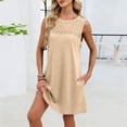 thumbnail image 6 of QUNYINEY Sleeveless Sundresses for Women Plus Size Summer Cotton Midi Yellow Tank Dress Loose Fit Lace Casual Crew Neck Lounge Dresses, 6 of 6