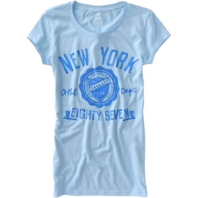 Camiseta gráfica con serigrafía para mujer de Aeropostale, azul, grande