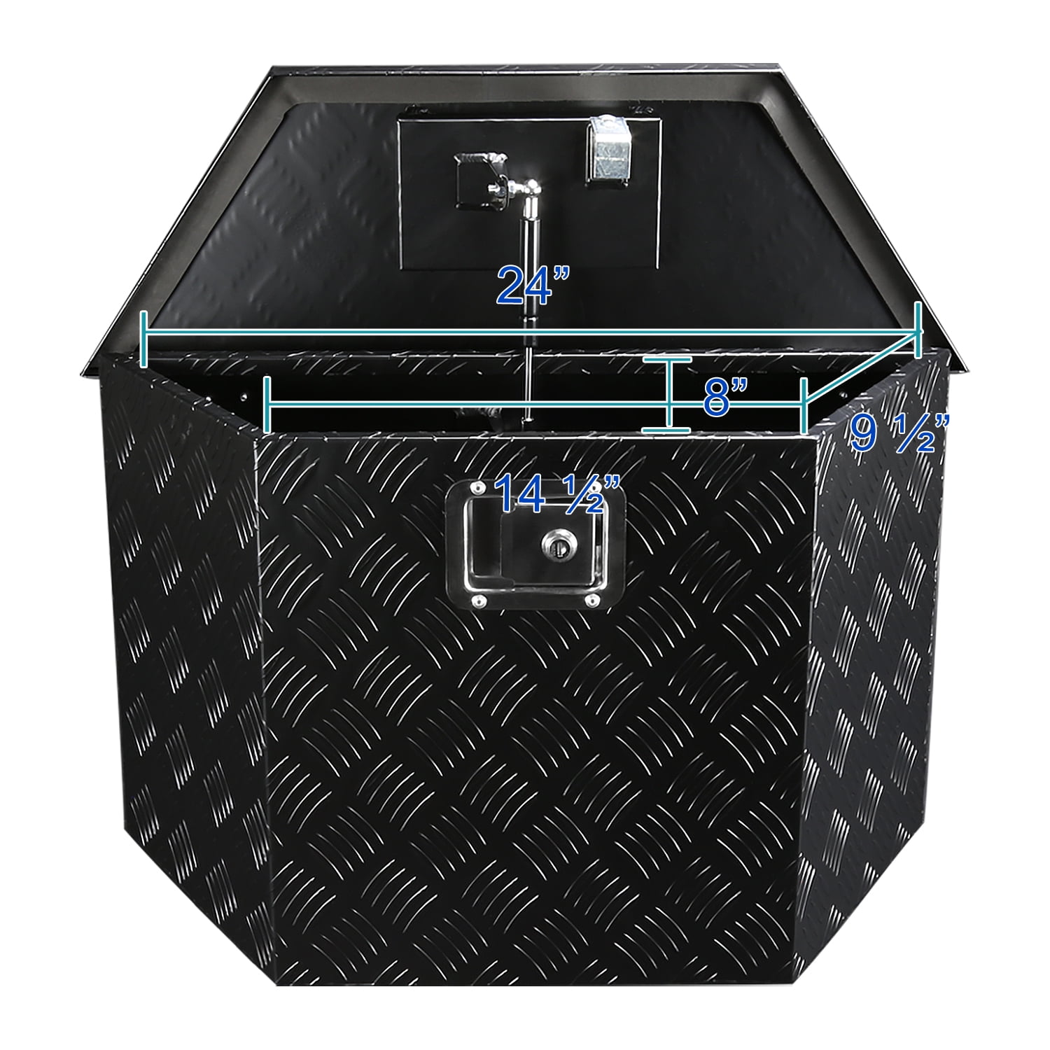 Spec-D Tuning 28"/15" Heavy Duty Black Aluminum Tool Box Truck Pickup Storage w/Lock + Keys