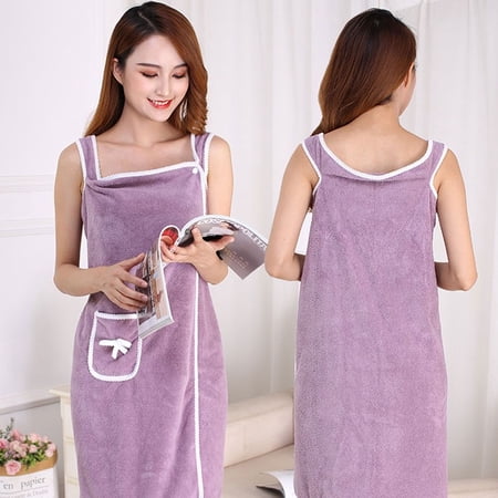 Spa Dress Coral Velvet Quick-Drying Wearable Absorbent Bow Bath Towel Sauna Towels Bathrobe Beach Cloth 3