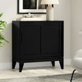 thumbnail image 6 of Simpli Home Harper 30 inch Wide Solid Hardwood Mid-Century Modern Low Storage Cabinet in Black, 6 of 11