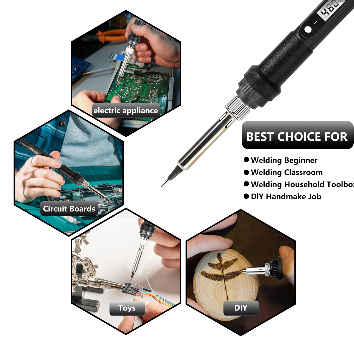 BIUBLE 80W Electronics Digital Soldering Iron Kit LCD Adjustable Temperature Welding Tool Soldering Gun with Digital Multimeter