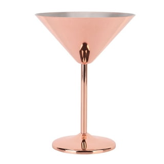 Metallic Angled Copper Toned Accent 8-Ounce Martini Glasses, Set of 2