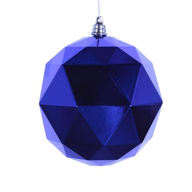 8 in. Cobalt Blue Shiny Geometric Christmas Ornament Ball