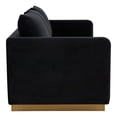 thumbnail image 6 of LeisureMod Nervo Modern Velvet Upholstered Sofa With Gold Frame in Midnight Black, 6 of 8