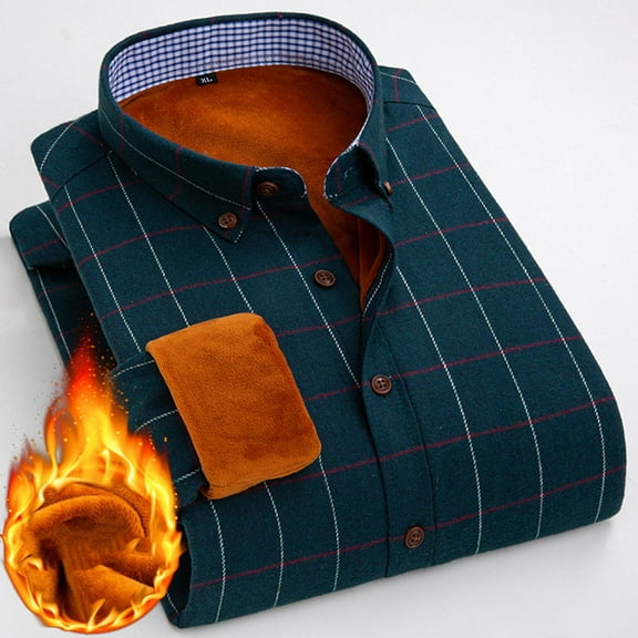 zejinsd Jackets for Men Fall Casual Fleece Lined Zip Up Plaid Flannel Jacket Heavyweight Warm Winter Coat