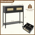 thumbnail image 3 of Costway 32” Console Table with 2 Rattan Drawers, Open Storage Shelf, Heavy-duty Metal Frame Black, 3 of 10
