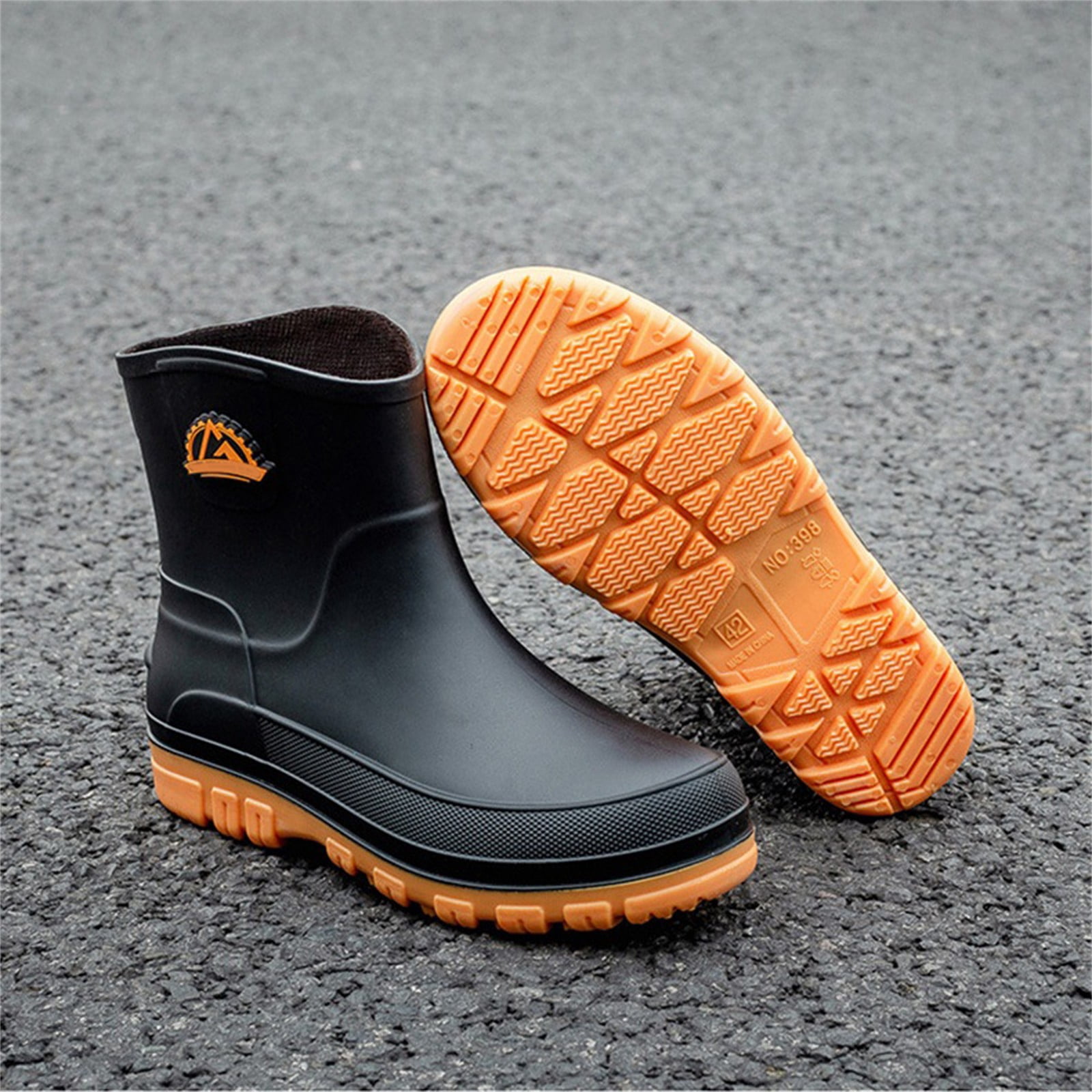 Men Waterproof Garden Slip-On Short Boots Rain Boots Breathable Lightweight Mid Calf Deck Fishing Outdoor Slip Resistant Shoes for Outdoor Activities