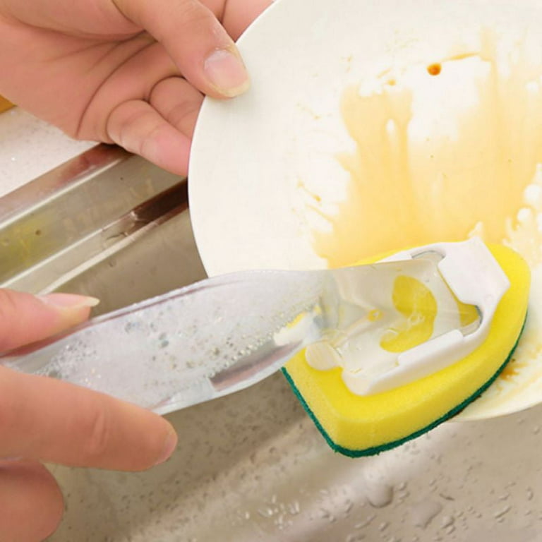 Dish Washing Kitchen Sponge Brush with Detachable Cleaner