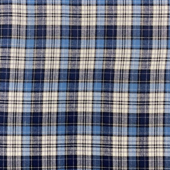 Flannel Brushed Hypoallergenic Cotton Tartan Plaid Geometric Simon Yarn Dyed Fabric By The Yard For Sewing Apparel, Accessories, & Décor - Navy Blue / White (1 Yard)