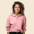 thumbnail image 3 of Dalix Pixel Heart Embroidered Fleece Cropped Hoodie Cold Fall Winter Women in Pink S Small, 3 of 5