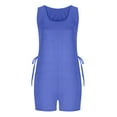 thumbnail image 6 of Wyobmus Rompers for Women Summer Casual Sleeveless Side Tie Jumpsuit Elastic Waist Short Overalls With Pockets Loose Beach Vacation Clothes S-2X B-Blue, 6 of 6