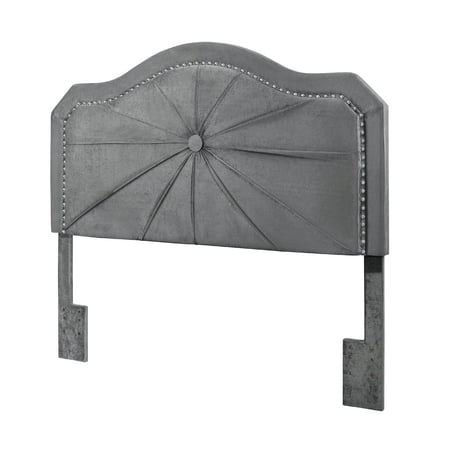 Best Quality Furniture Upholstered Queen/Full Headboard (Only) in Velvet Fabric & 3 colors to Choose (Black, Gray,