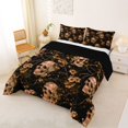 thumbnail image 2 of Homewish Hipple Death Skull Queen Comforter Set,Goth Floral Comforter Sets Queen,Halloween Duvet,Black Reversible,3-Piece,1 Comforter and 2 Pillowcases, 2 of 7