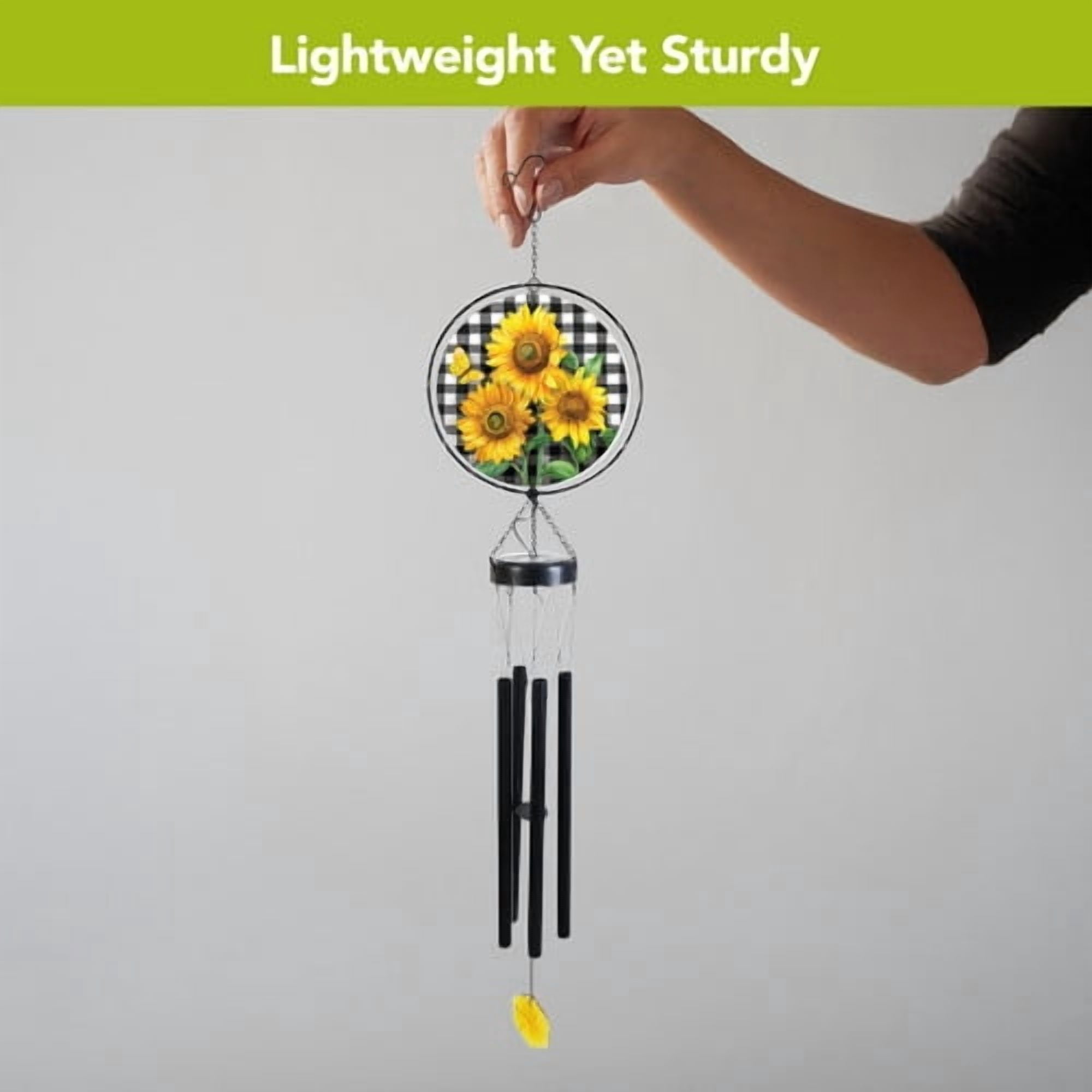 Briarwood Lane Checkered Sunflowers Illuminated Wind Chime
