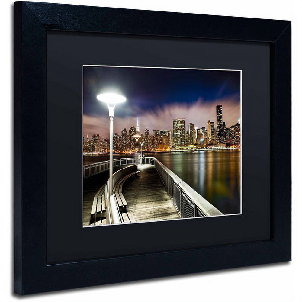 Trademark Fine Art "Gantry Plaza - NYC" Canvas Art by David Ayash, Black Matte, Black Frame