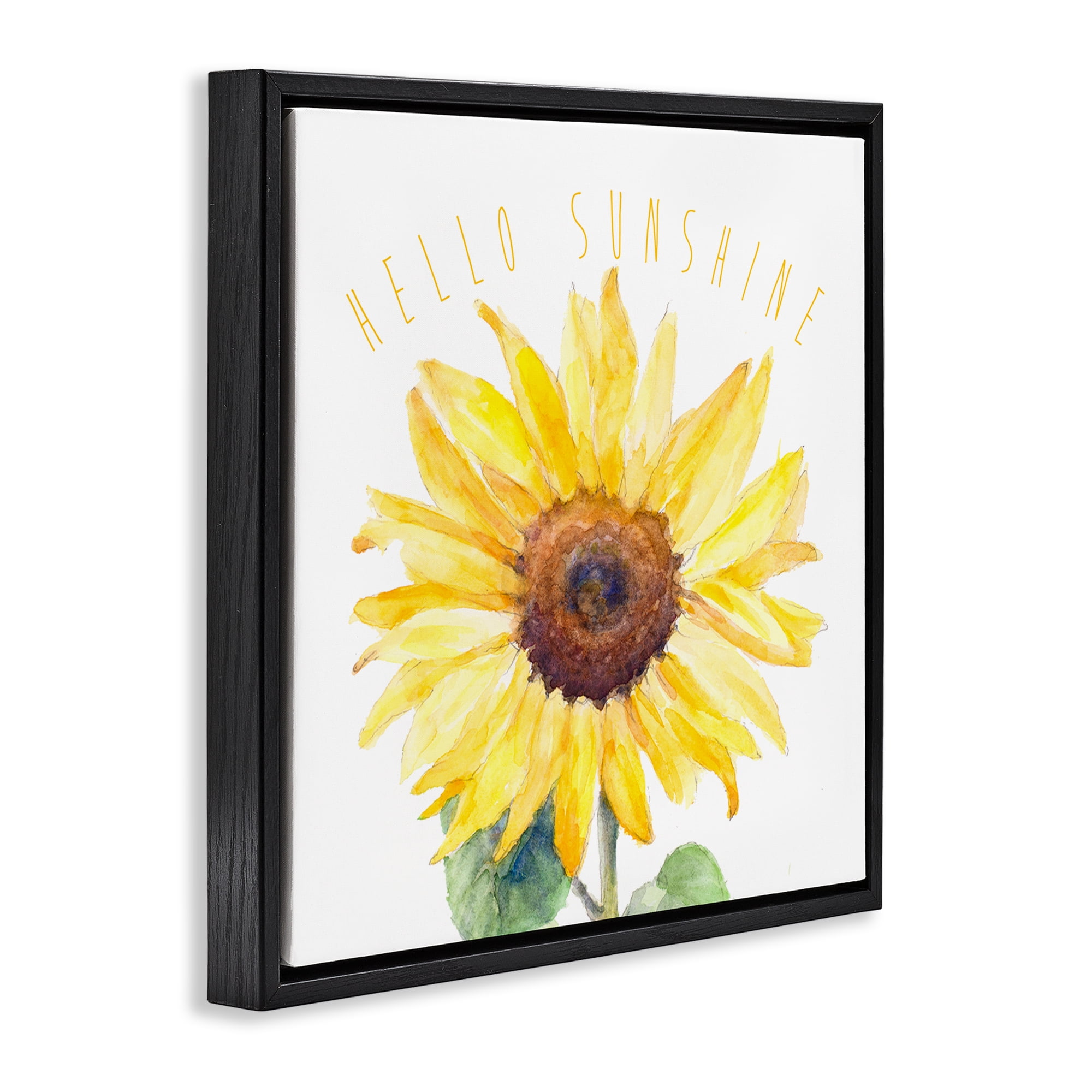 Stupell Industries Hello Sunshine Bloom Plants & Flowers Painting Black Floater Framed Canvas Art Print Wall Art, 18 x 18