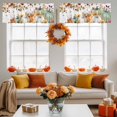 thumbnail image 4 of Thanksgiving Pumpkin Orange Maple Leaf Curtain Valances for Kitchen Windows,Short Valance Autumn Sunflower on White Small Window Treatment for Living Room Bathroom Bedroom,54" x 18"-1 Panel, 4 of 9