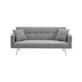 thumbnail image 3 of JERFIT Convertible Sofa Bed with Pillows, Plush Teddy Fabric, 3-Seater Sleeper Couch for Living Room, Modern Gray Futon, 3 of 7