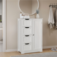 thumbnail image 1 of Yaheetech Armoire de Salle de Bain en Bois Armoire de Rangement avec 4 Tiroirs Blanc, 1 of 10