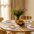 thumbnail image 5 of Light Purple White Round Placemats Set of 8 for Dinning Tables,Heat-proof Braided Table Mats 13 Inch,Gradient Solid Stripes Geometric Washable Place Mat for Kitchen Restaurant Party Table Decor, 5 of 9