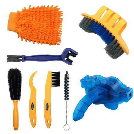 Coolmade 8 Pieces Precision Bicycle Cleaning Brush Tool Including Bike Chain Scrubber, suitable for Mountain, Road, City, Hybrid,BMX Bike and Folding