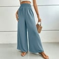 thumbnail image 5 of FUNUONY Womens Wide Leg Pants Casual Palazzo Flowy Pleated Trouser Woman Elastic High Waisted Loose Fit Lounge Pant Comfy 2025 Elastic with Flared Elegant Commuting Casual Pants Light Blue M, 5 of 9