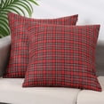 thumbnail image 1 of REGALWOVEN Pack de 2 fundas de almohada decorativas de cuadros festivos escoceses Tartan, fundas de cojín cuadradas de cuadrícula fina rojas de 18" x 18", 1 of 7