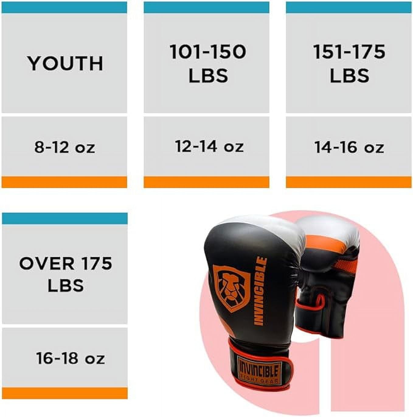 Invincible Fight Gear Standard Leather Hook and Loop Training Boxing Gloves in Ideal for Boxing, Kickboxing, Muay Thai, MMA for Men Women and Kids