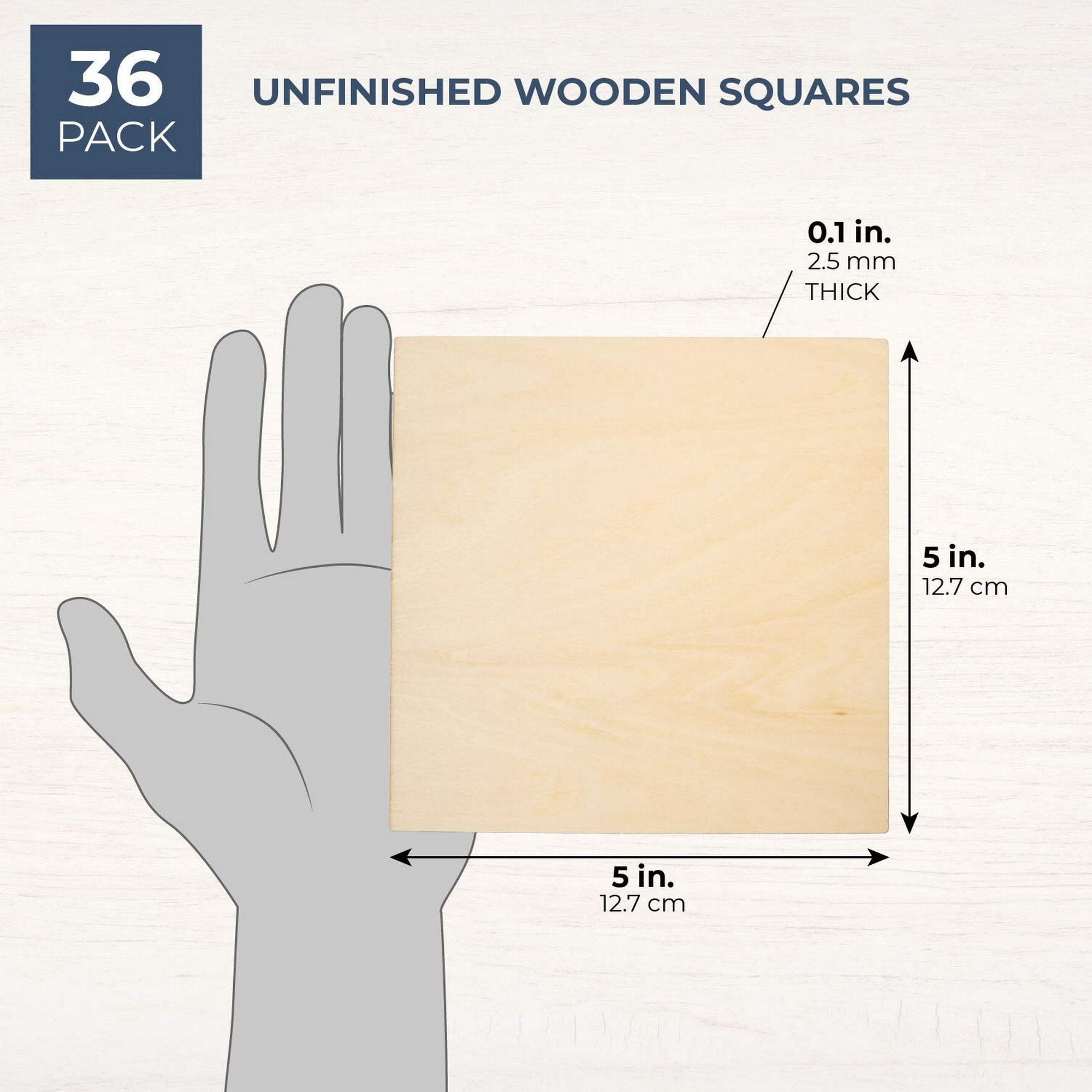 Pyrography and Home Decorations Writing Caydo 50 Pieces Unfinished Square Wood Slices Blank and 36 Pieces Letter Stencils for Coasters Painting