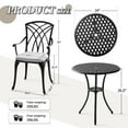 thumbnail image 4 of Withniture 3 Piece Patio Bistro Set with Cushions, Outdoor Bistro Table and Chairs Set of 2 with Umbrella Holes for Garden Porch Pools, 4 of 8