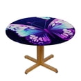 thumbnail image 3 of Awypu  Round Fitted Tablecloth Fantasy Butterfly Animal Print Table Cloth with Elastic Edged Waterproof Wipeable Round Table Cover for Patio Parties Outdoor Decor White, 3 of 7