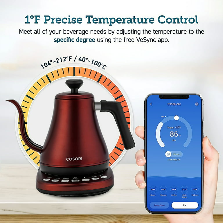 Electric Gooseneck Kettle Temperature Control 5 Presets Tea Kettle