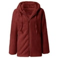 thumbnail image 4 of BYHONG Womens Ladies Warm Coat Jacket Winter O-neck Solid Long Outerwear Women's Jackets Red S, 4 of 7