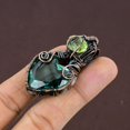 thumbnail image 3 of Natural Indicolite , Green Amethyst Gemstone Copper Wire Wrap Pendant 1.97", 3 of 4