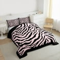 thumbnail image 3 of Feelyou Fashion Zebra Print Full Size Comforter Sets, Black Pink Lines Stripes Bedding Comforter Set, Teens Kids Boys Girls Reversible Bedding Sets, Luxury Bedroom Decor, 3-Piece, 3 of 8
